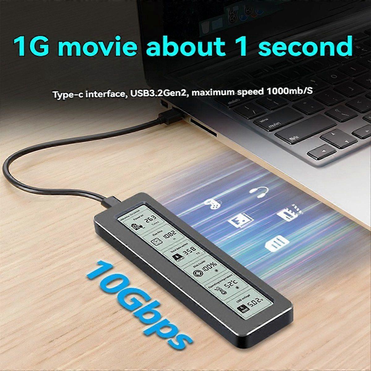 M2 NVMe Enclosure USB 3.2 Gen2 10Gbps PCIe SSD Box M.2 NVMe SSD Case Intelligent Digital Health Monitoring M.2 SSD Case