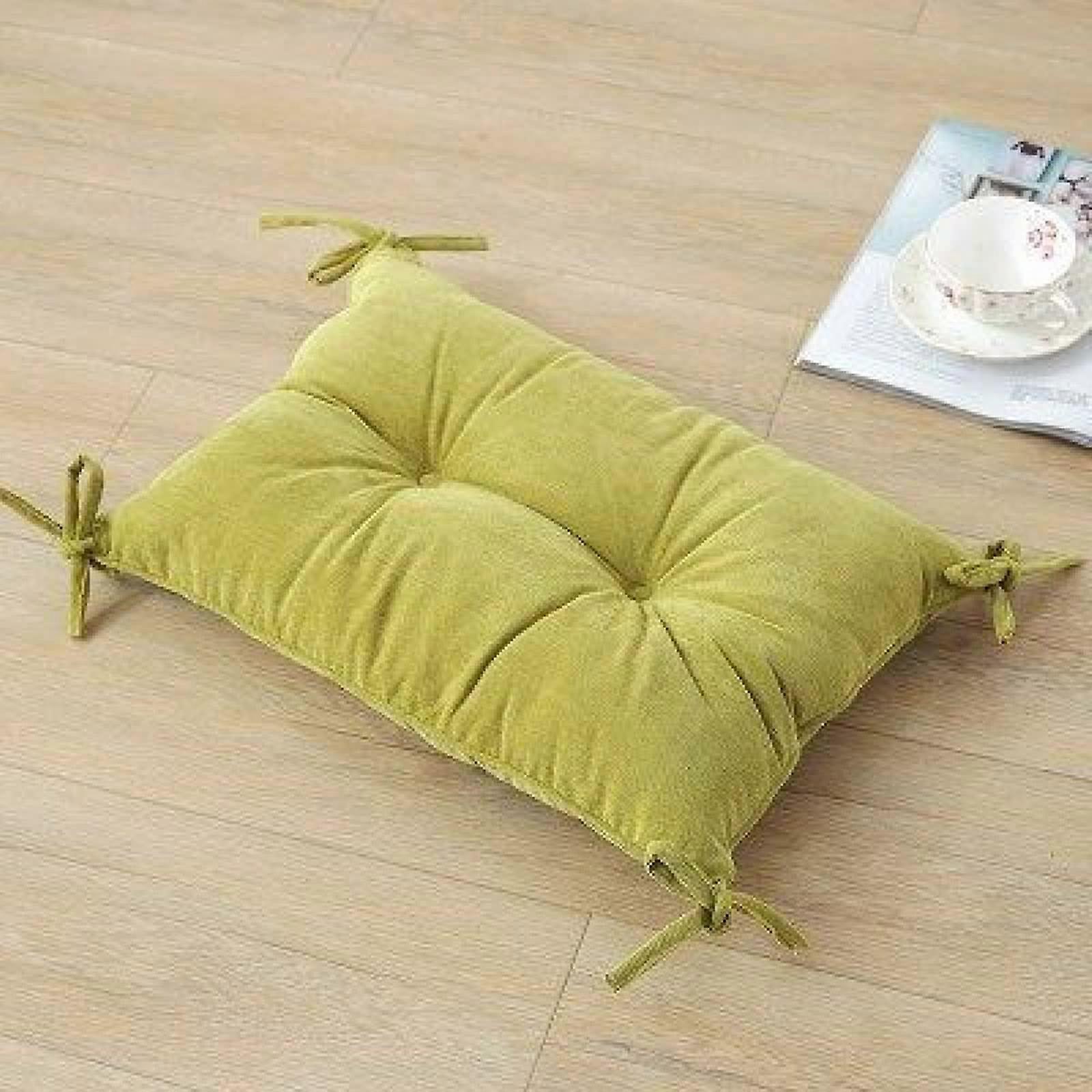 Corduroy Bar Stool Cushion Thick NonSlip With Ties Green Rectangle Saddle Seat Pad For Comfort And Durability (1 Piece)