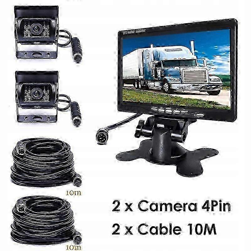 2x Reversing Camera Monitor 2x 12v 24v Bus Cable