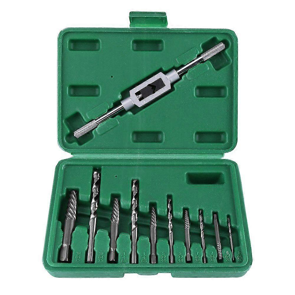 11 pieces of damaged screw extractor with storage box