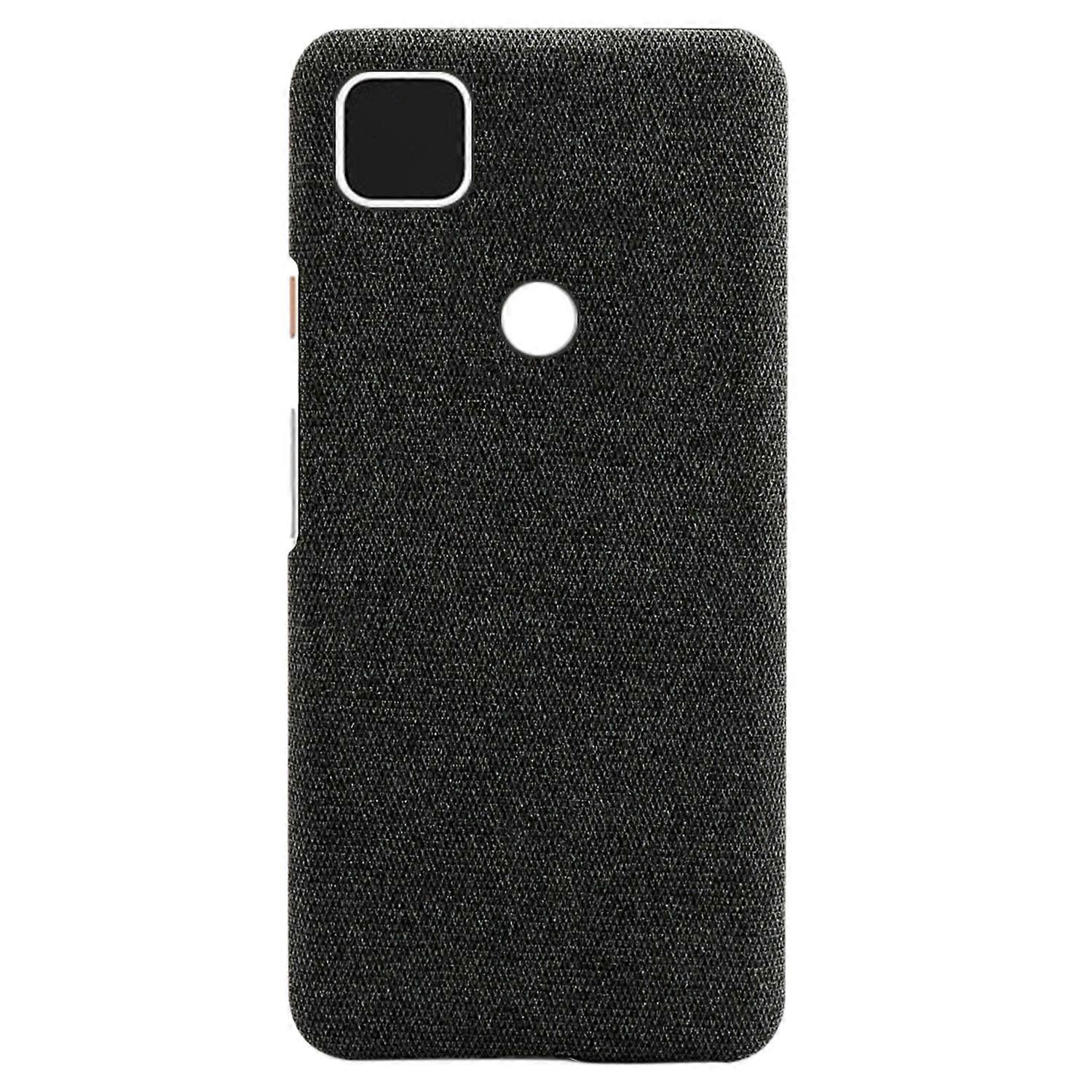 phone shell cloth pattern leather case Google pixel anti drop protective cover suitable for Google pixel 4A（Black）