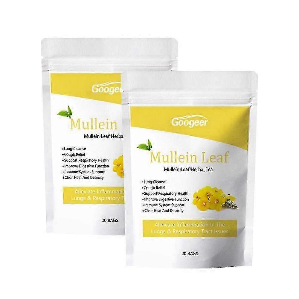 20–60 poser med teposer av mulleinblader, urtebasert lunge-rensende te for pust og hoste, for lunge- og halshelse, 20 poser/pakke