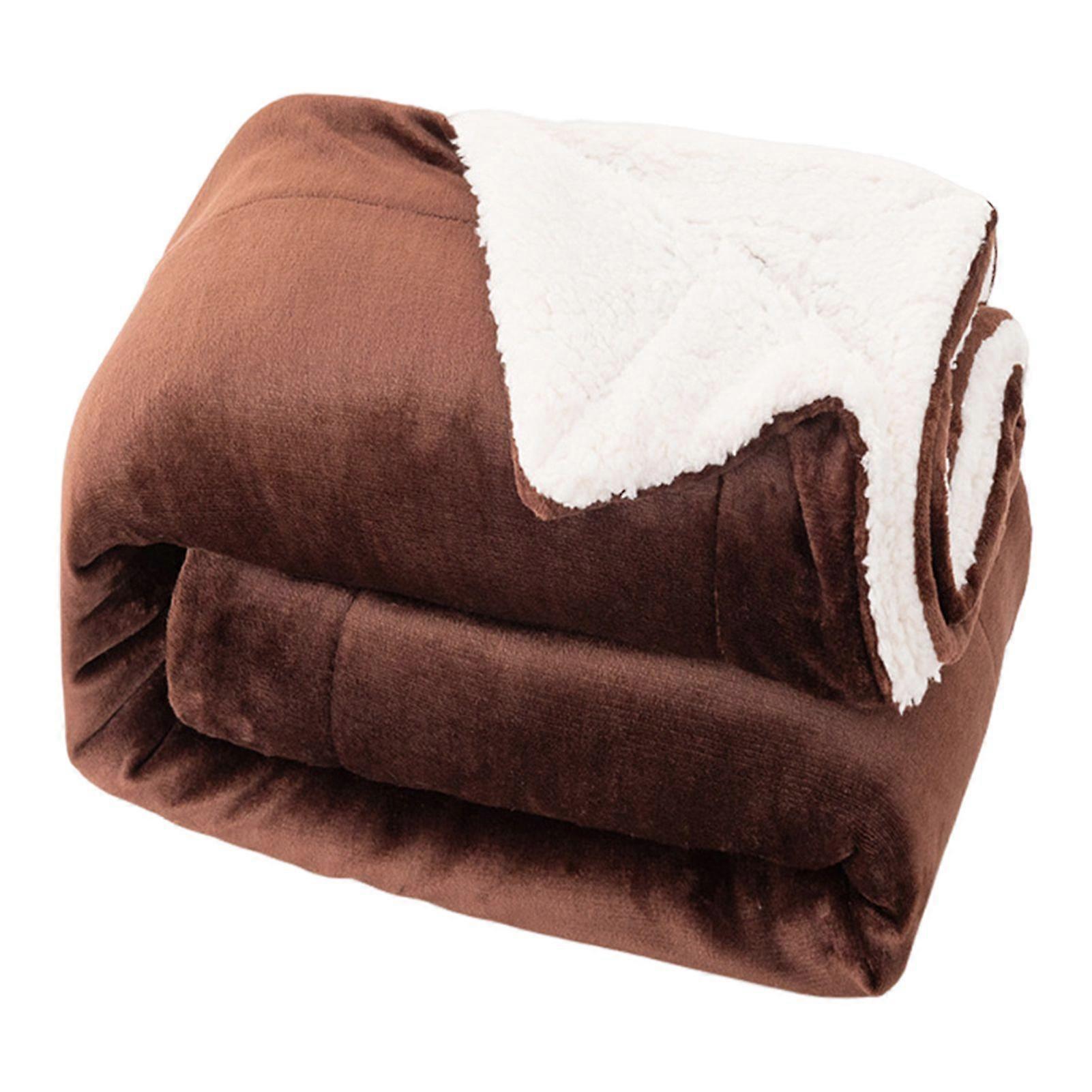 Jikaixiang Flannel Blanket Thickened Double Layer Comfortable Touch Blanket Elastic Edge Winter Warm Plush Sofa Throw Blanket