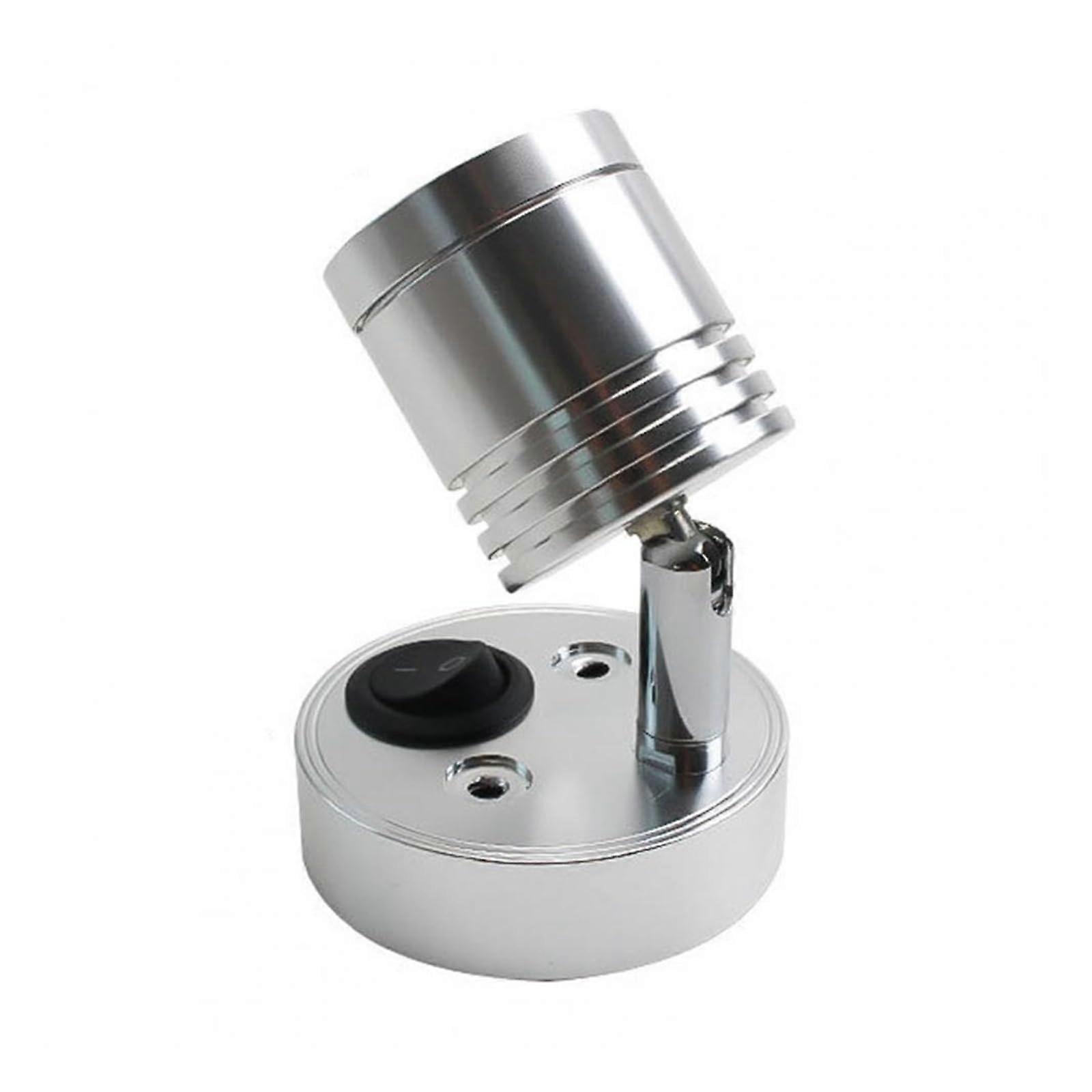 Ultra Thin Practical Battery Operated Wireless Spotlight Wall Light For Boat, White Light, SilverWarm Light