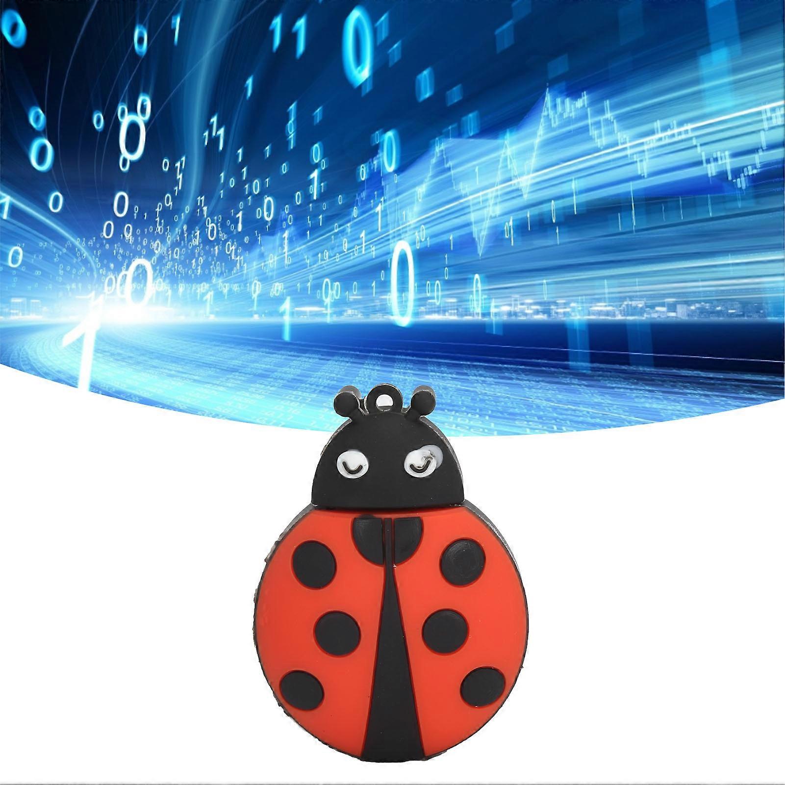 Flash Drive Cute Cartoon Ladybug Compatible Storage Optional USB Thumb Drive for Data Storage Transmission Sharing64GB 