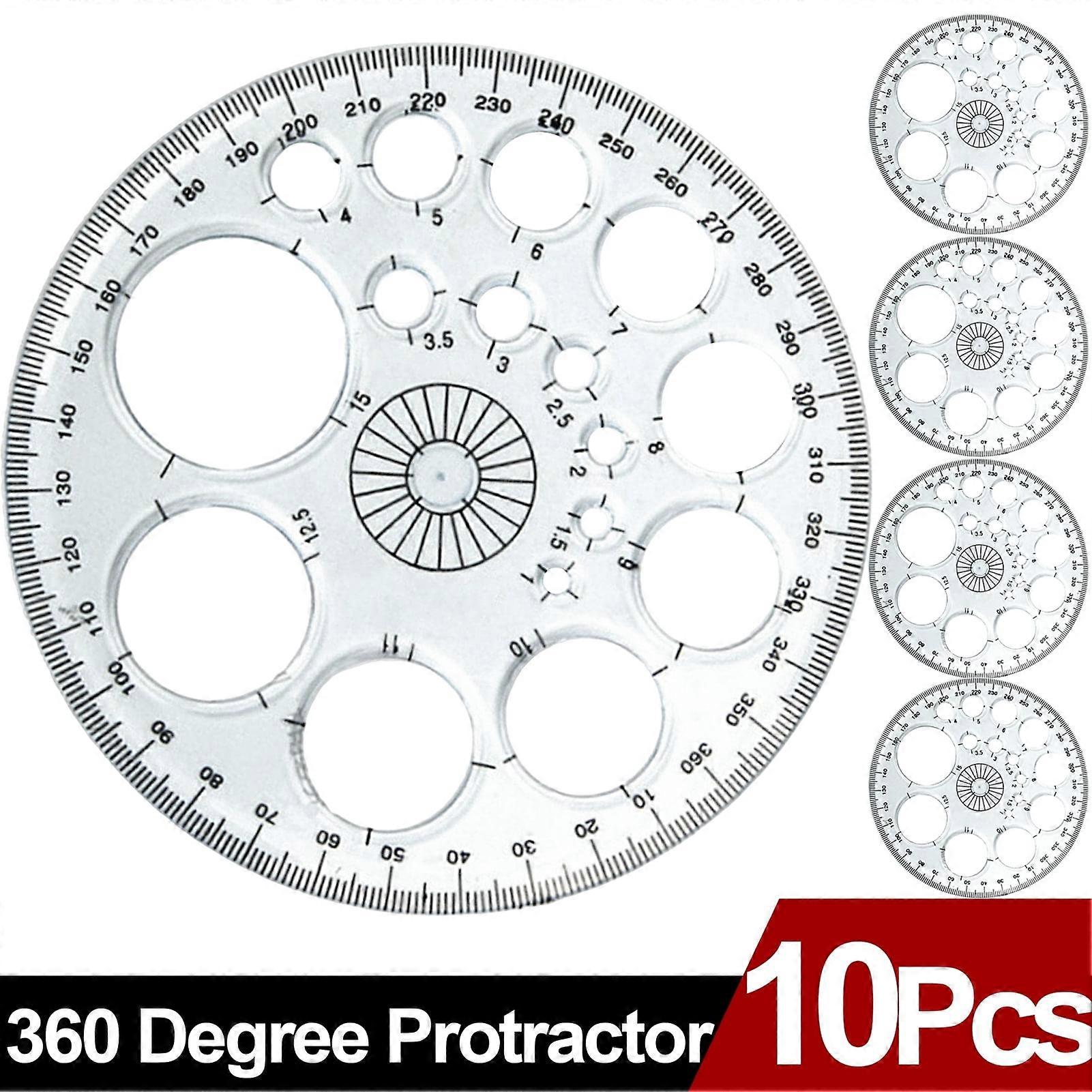 360 Degree Protractor Protractor Measuring Tool for Angle Measurement Making Circles School Student Classroom 10 Pack