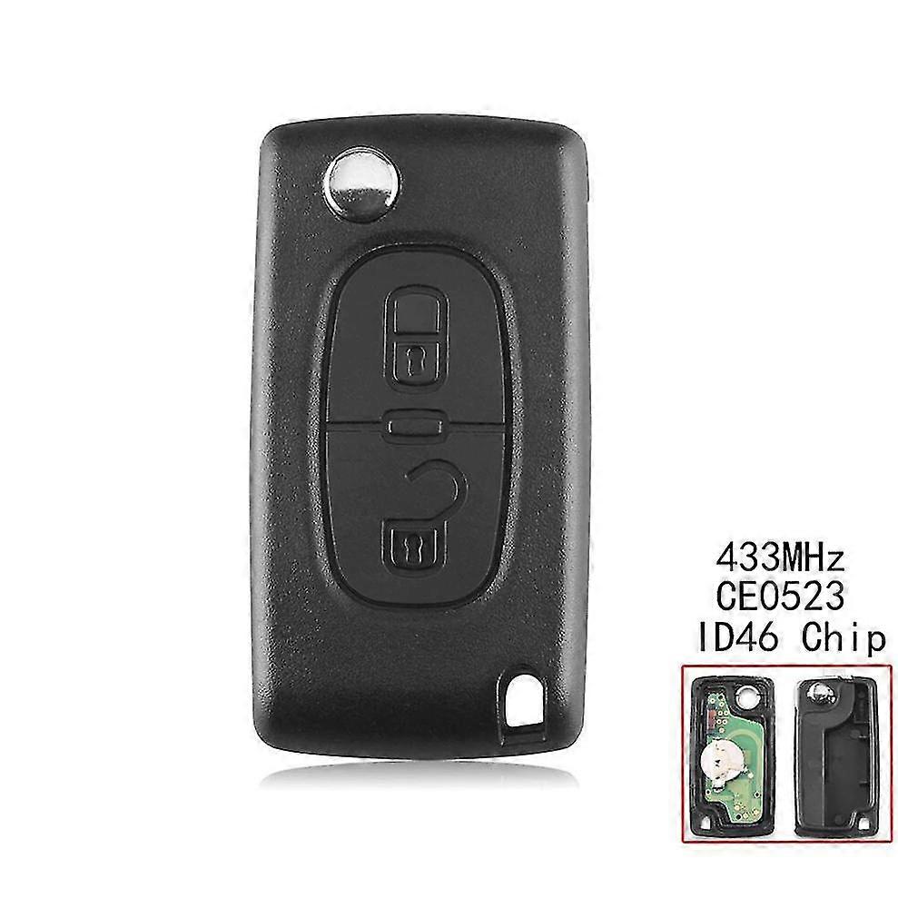 two buttons remote key CE0523 433MHz ID46 chip VA2 for Peugeot
