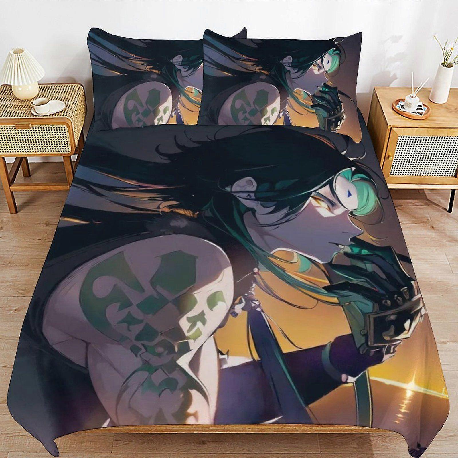 t96 Genshin Impact xiao Daily Comfort Soft Durable Zipper Structure Comfortable Fabric Duvet Cover Sets Sleeping Essentials d96