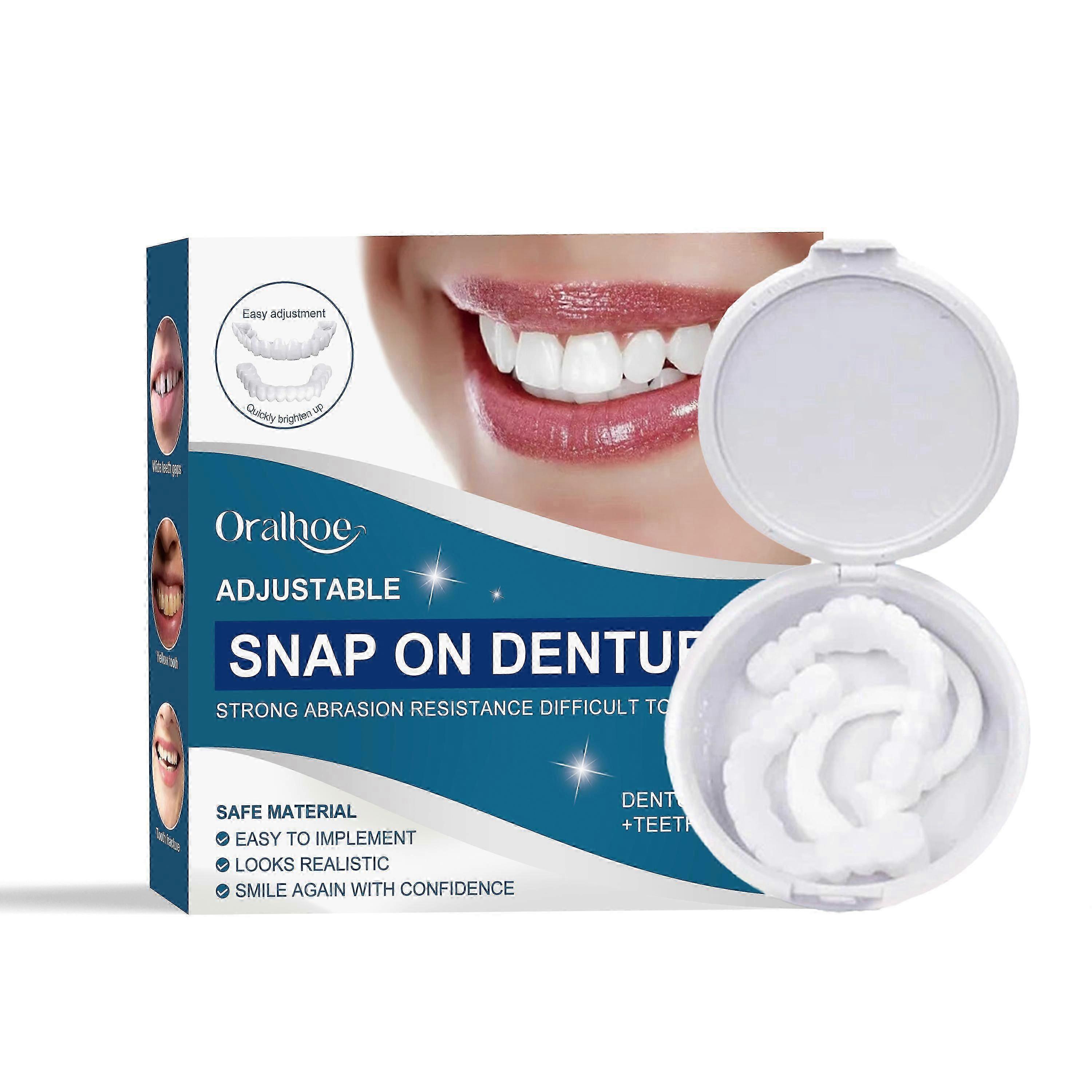 adjustable snap-on dentures are carefully formulated with resin. Designed specifically for instantly enhancing yOur