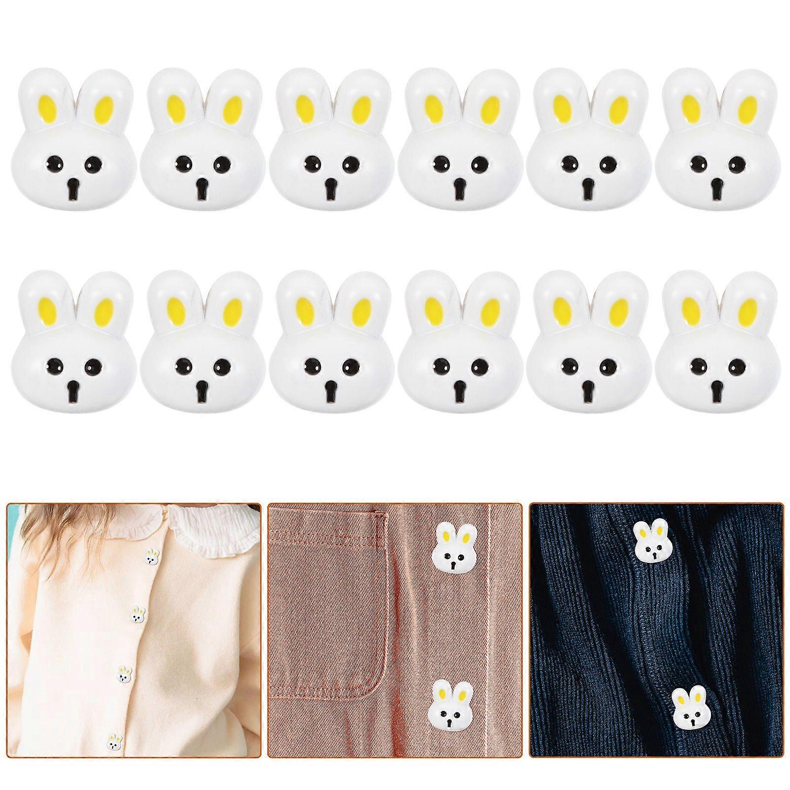 12pcs Easter Bunny Buttons Resin Rabbit Buttons Cartoon Buttons Clothes DIY Buttons Sewing Buttons