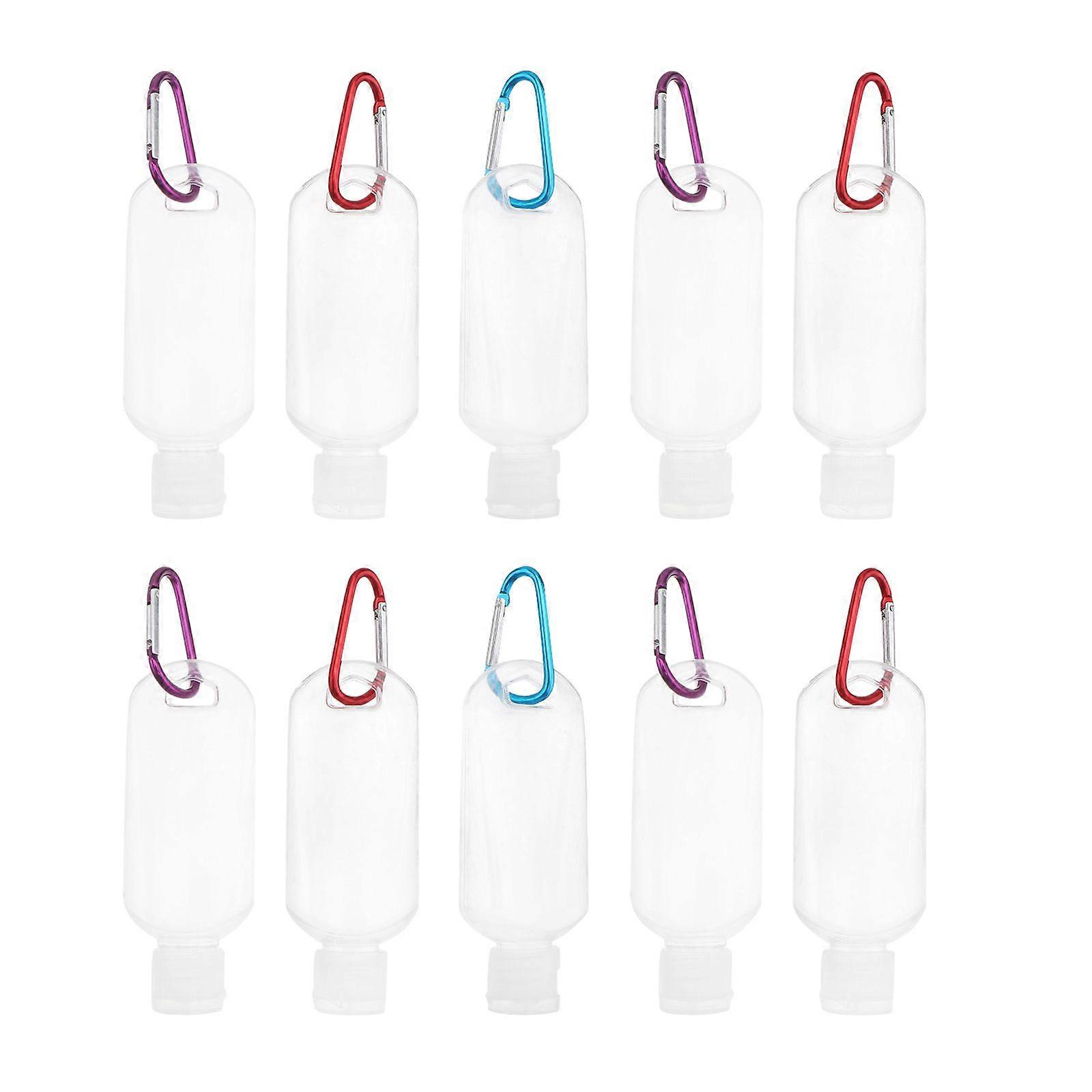 10pcs 50ml Refillable Bottles With Hook Hand Travel Lotion Bottles (Random Color Hook)