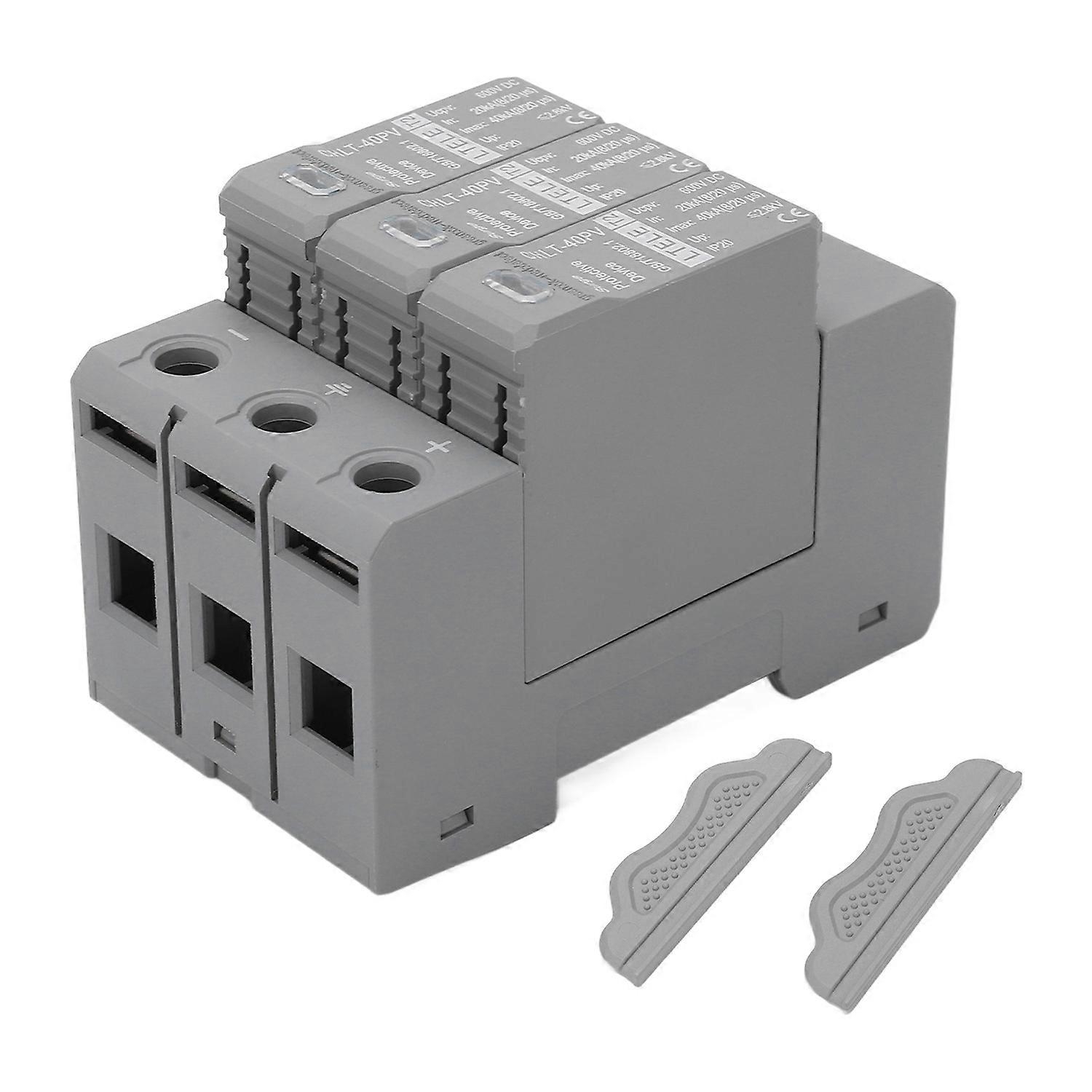 Lightning Surge Protector 3P Standard Rail Mounting Modular Design Low Voltage Arrester Device 600V