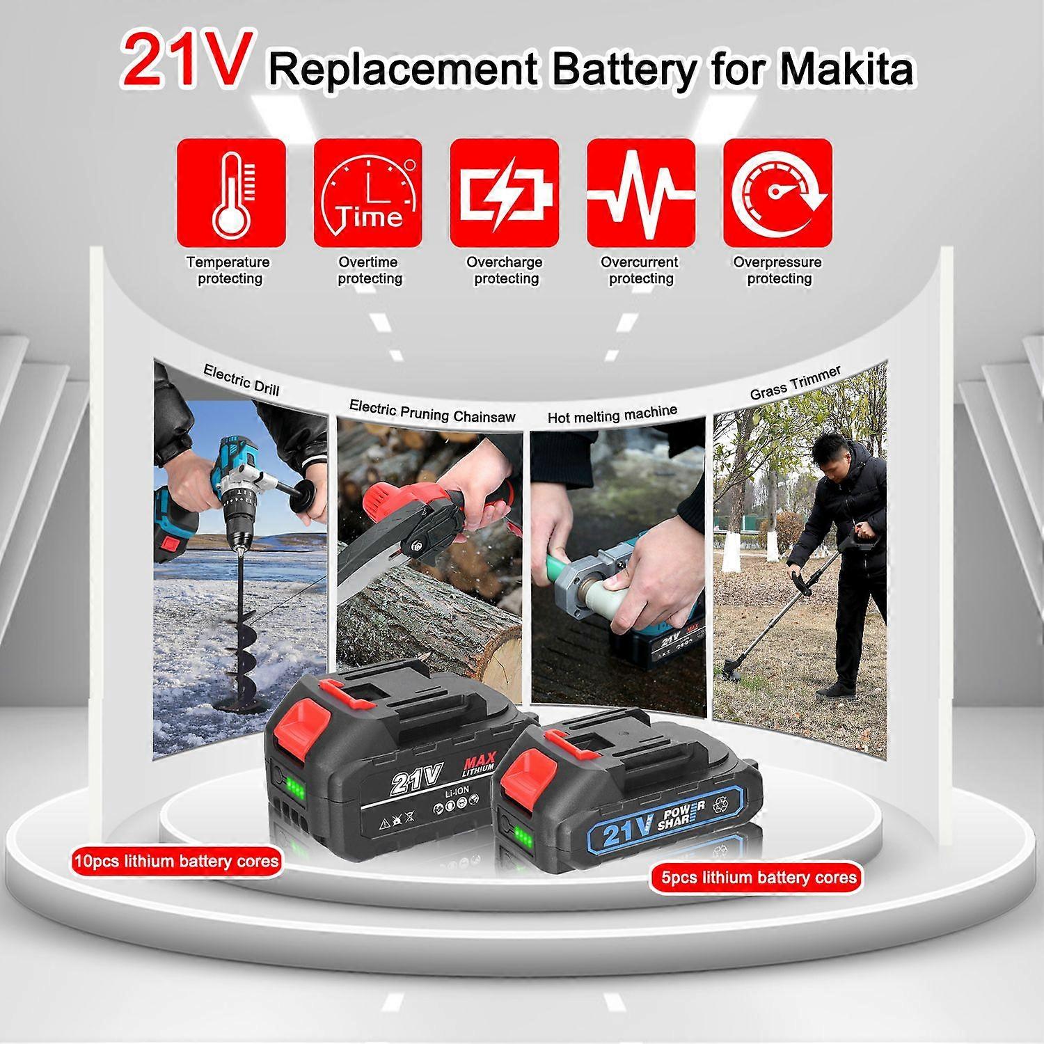 21V Rechargeable Lithium Battery and Battery Adapter Set Electric Power Tool Replacement Battery wit