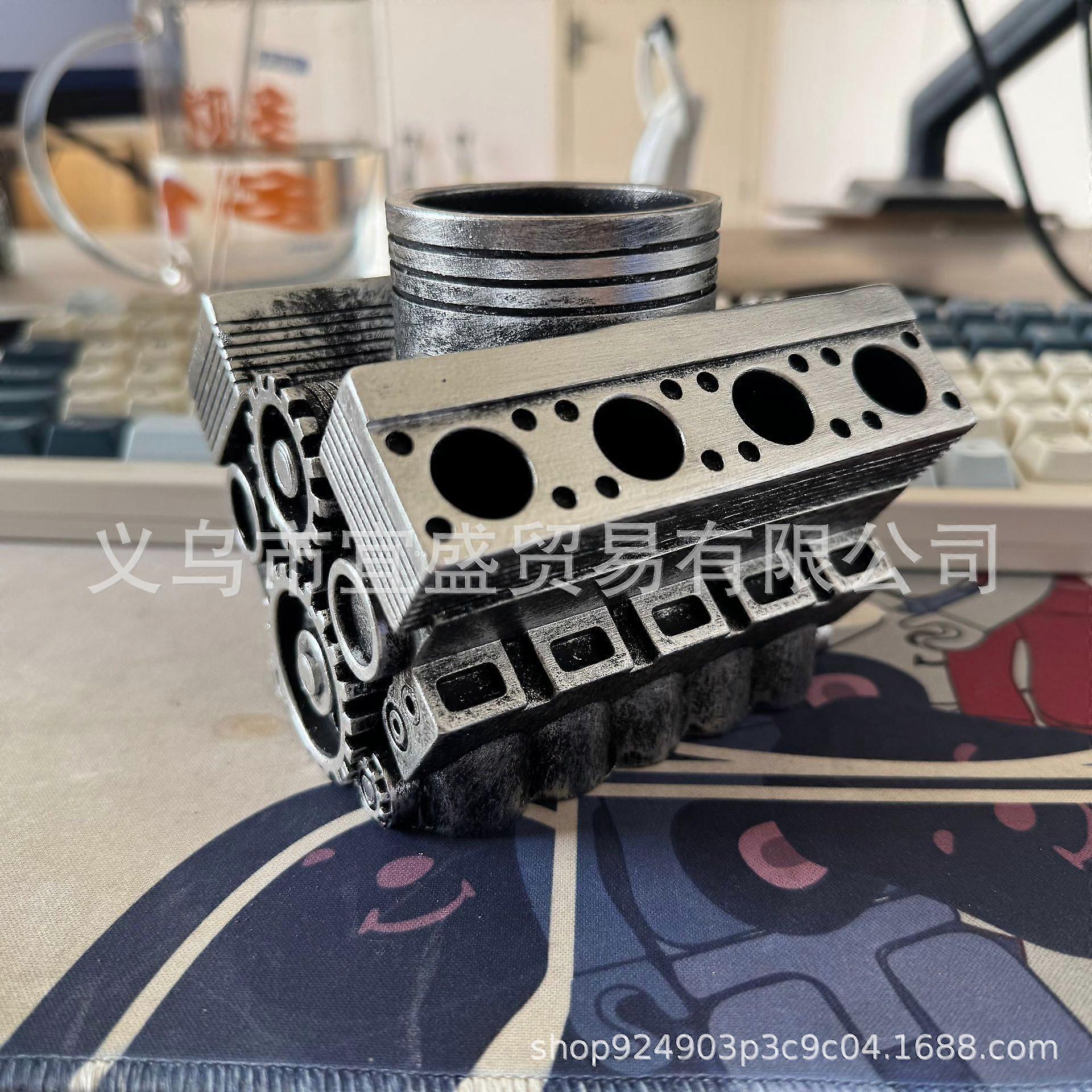 V8 Engine Pen Holder Resin Craft Ornament