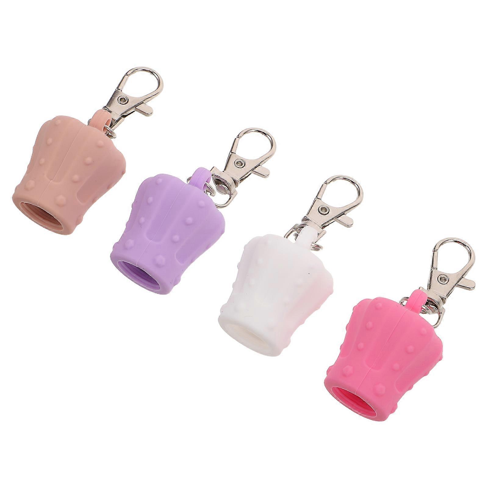 Reusable Silicone Caps Lip Gloss Keychain Holder for Lip Gloss 4Pcs Durable