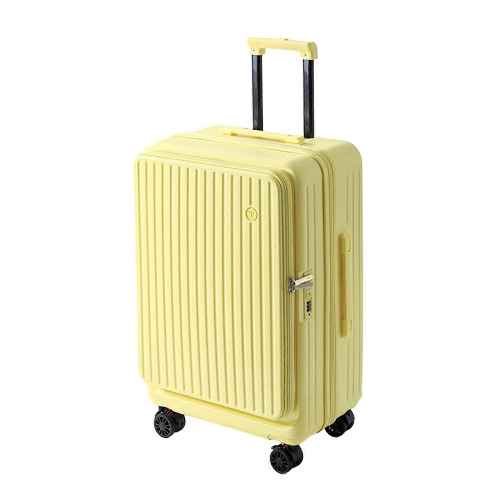 Practical PC ABS Expandable Carry On Luggage Top Opening Design Scratch Resistant Hardshells Suitcase with Smooth Rolling Wheels  Yellow