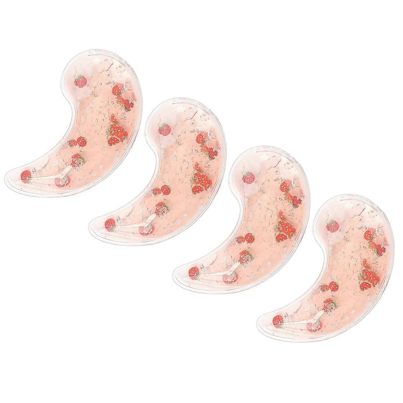 4 Count Strawberrys Infused Cooling Eye Patches for Gentle Skincares and Portable Travel Friendly Use  Red