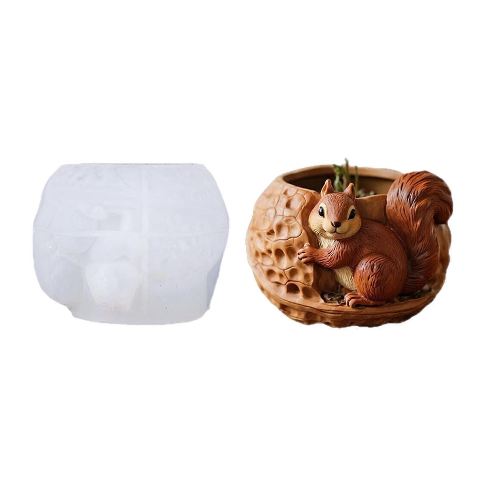 Multipurpose Silicone Squirrel Mold Silicone Texture for Resin Cement Creations Decorative Planter and Craft Containers Multicolor