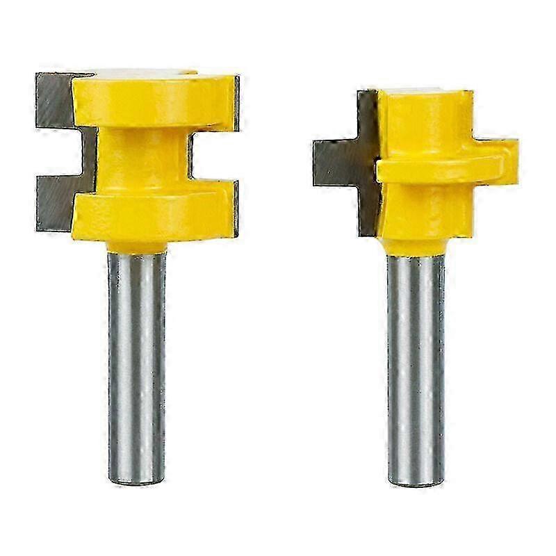 LMLY 2PCS Mini Shank Tongue & Groove Router Bit Set 3 Teeth T-Shape Wood Milling Cutter Chisel Cutter for Woodworking Tool