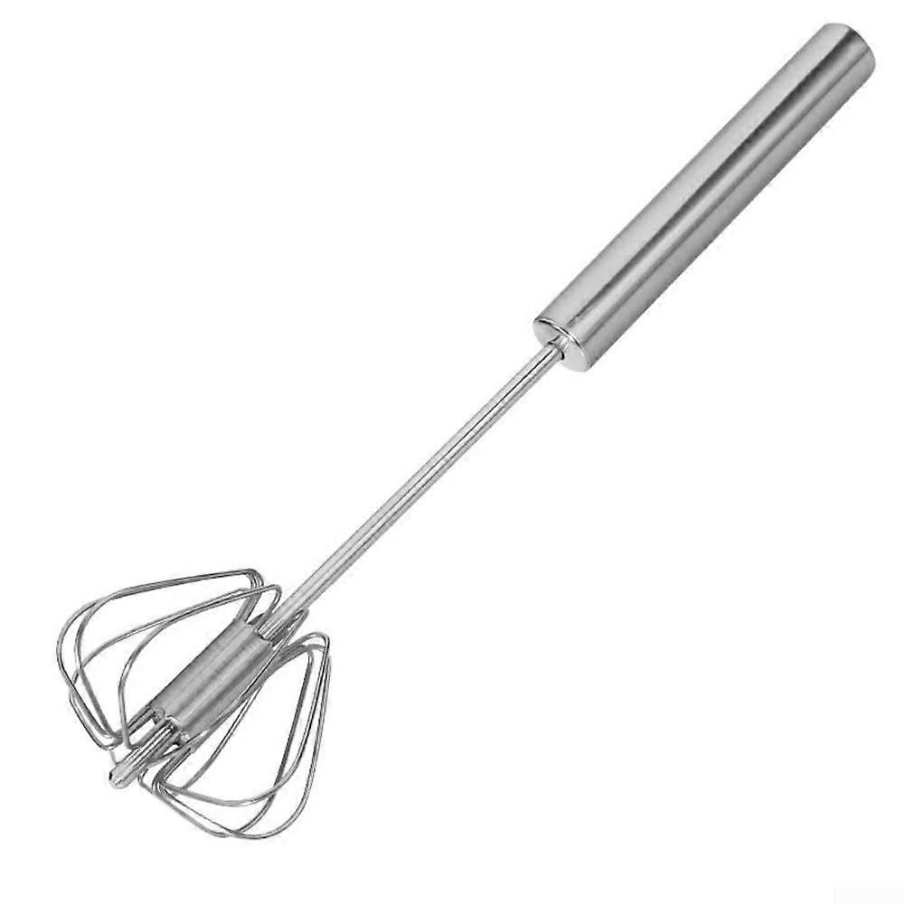 Stainless Steel Push Rotary Egg Whisk for Beating Eggs and Mixing Batter, 12 Inch Kitchen Tool