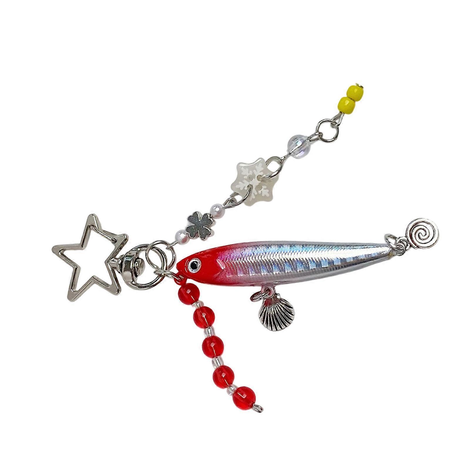 Movable Jointed Fish Keyring Stylish Novelty Keychain for Backpacks Purses Keychains  Red