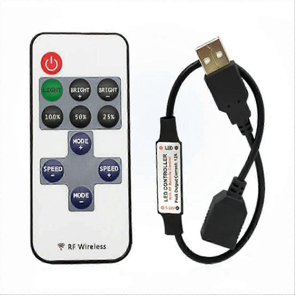 11 Keys LED Strip Mini Dimmer RF Remote 5V USB Interface Controller