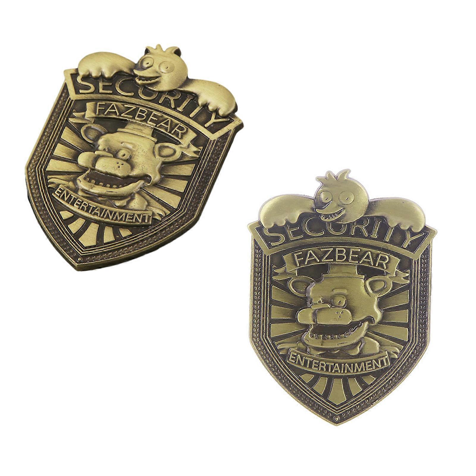 Freddys Fazbear Badge, Fnaf Security Badge Brosch Pin Fem nätter på Freddys Uniformer för keps, ryggsäck, kläder dekoration brosch