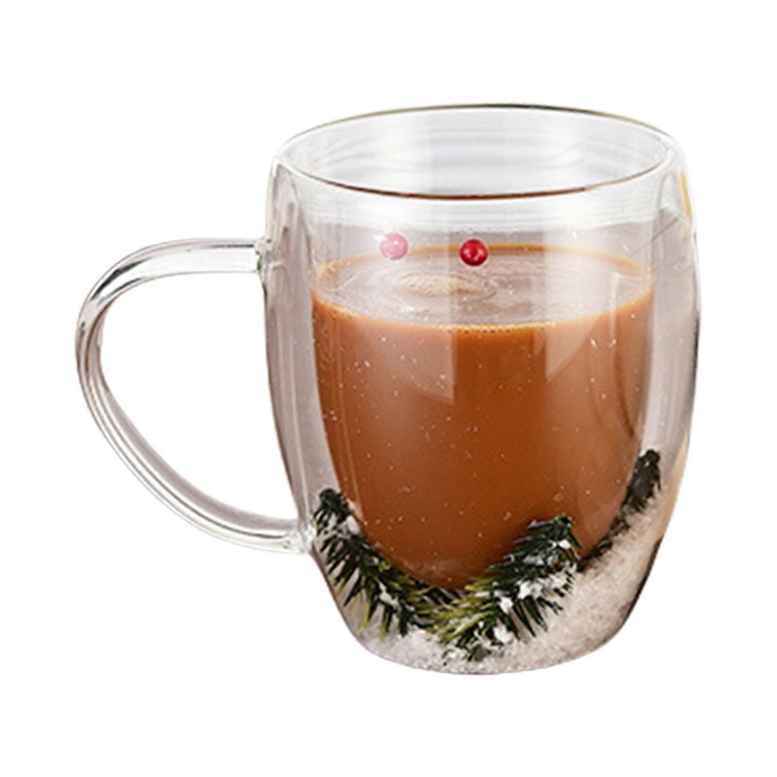 Copo de Vidro Transparente Elegante com Bela Caneca de Café Isolada com Flores Secas para Casa e Escritório Multicolor