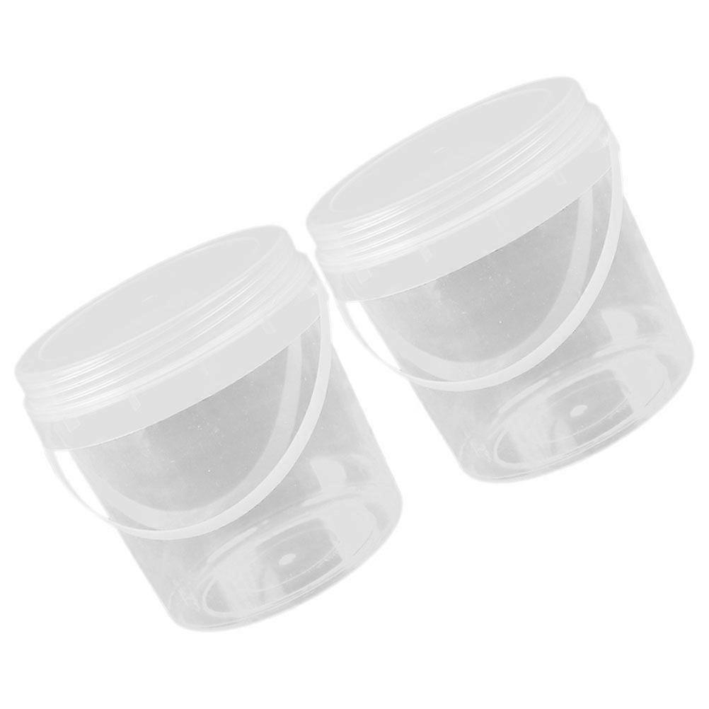 2pcs Clear Food Storage Container With Lid Treat Bucket For Toys And Food Portable Round Bucket With Handle For Home And Outdoor Use