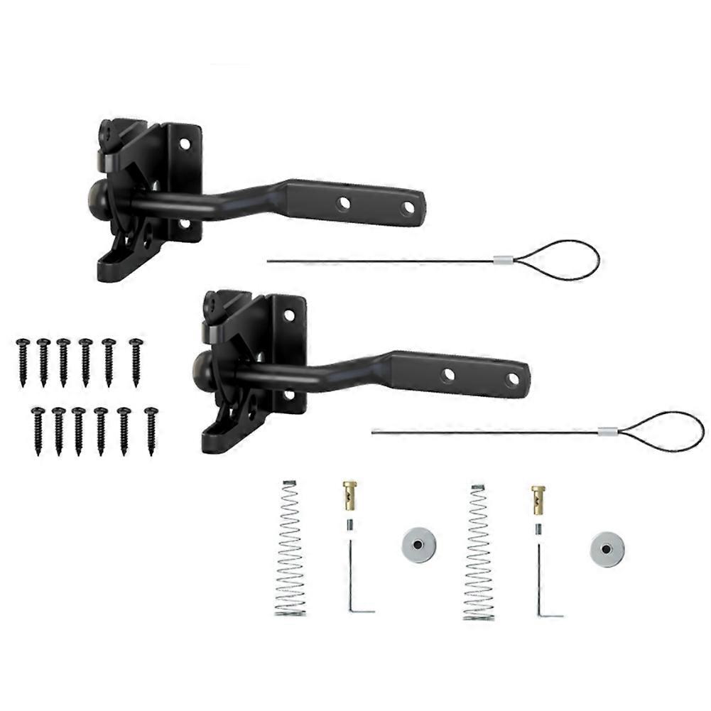2 Pack Self Locking Gate Latch for Wooden Fence Heavy Duty,with Steel Spring Cable Pull String Gate Hardware Gate Lock