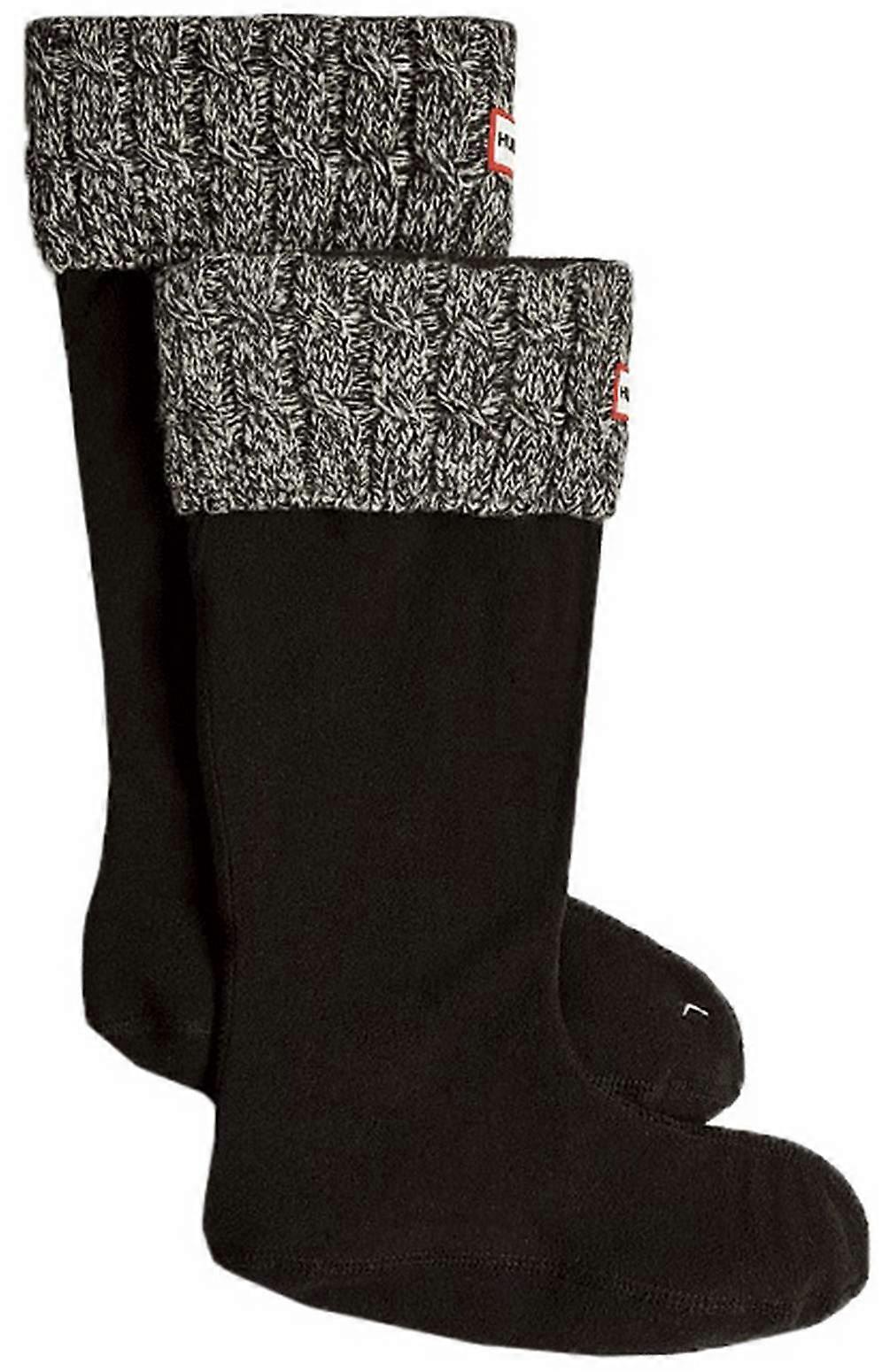 Hunter Recycled 6 Stitch Cable Tall Boot Socks - Black/Grey