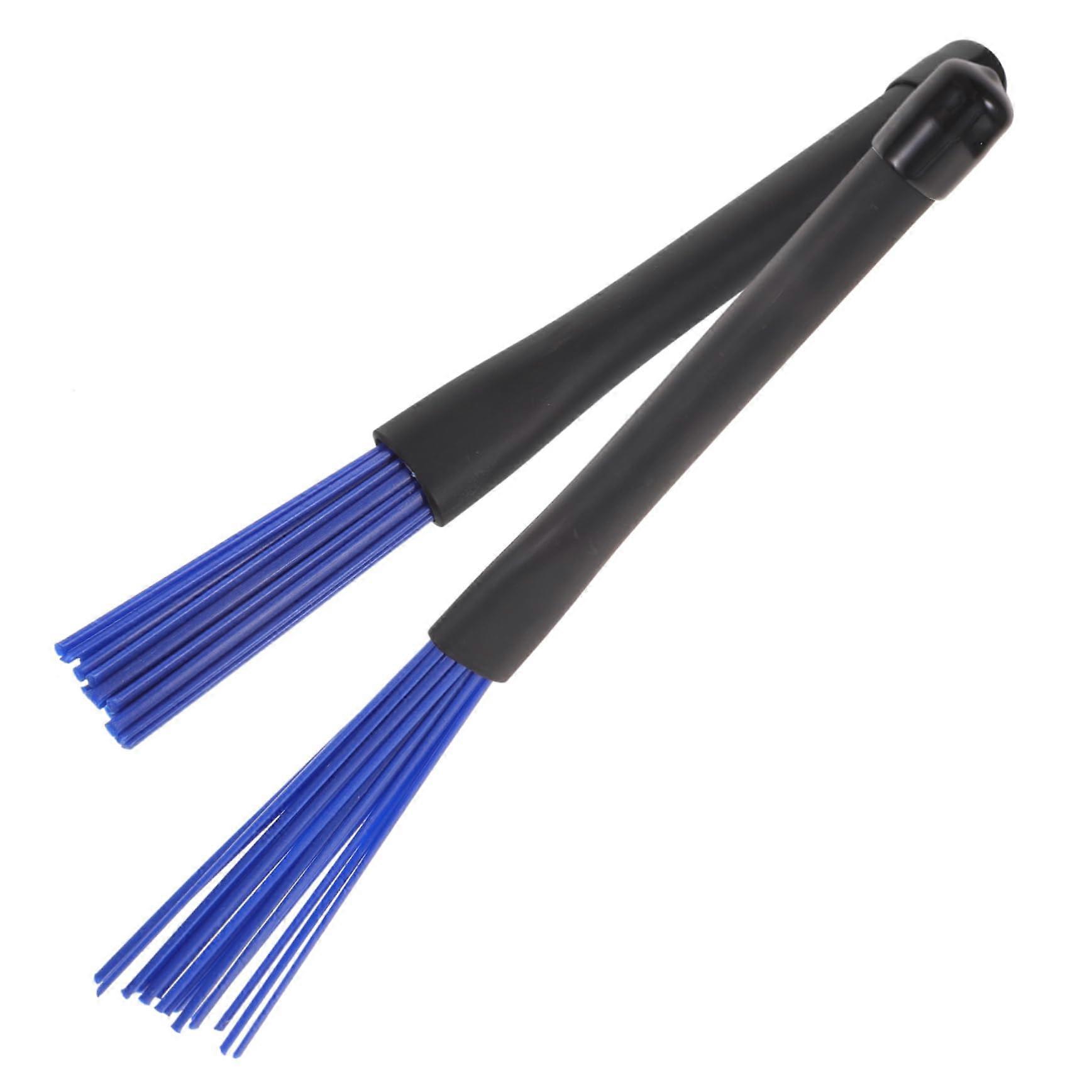 Adjustable Nylon Drum Brushes Set of 2 with Plastic Handles for Jazz Drum Kit Blue