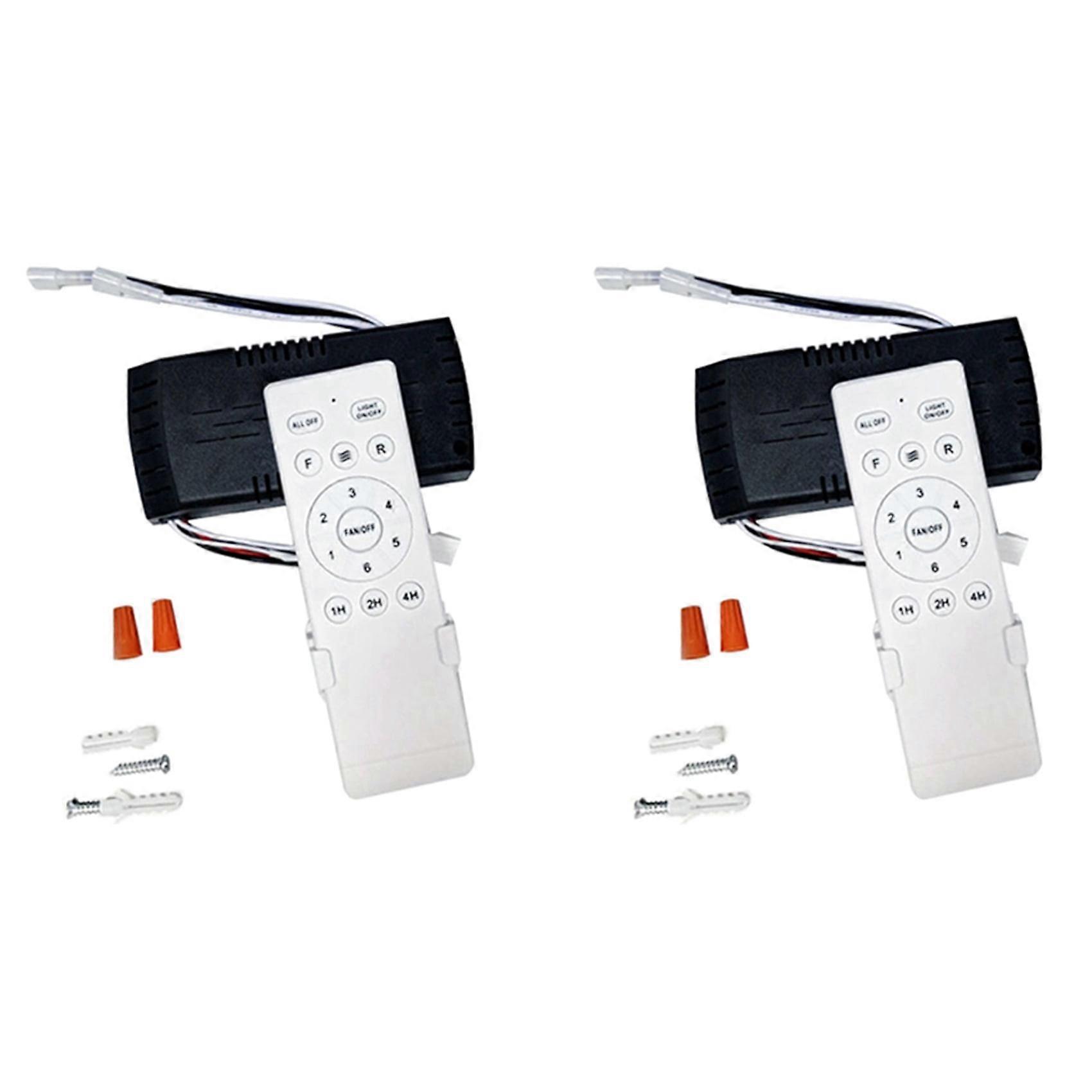 2X Universal Ceiling Fan Remote Control Kit Replacement, 6-Speed & Timing, Remote Replacement for DC Ceiling Fan Light