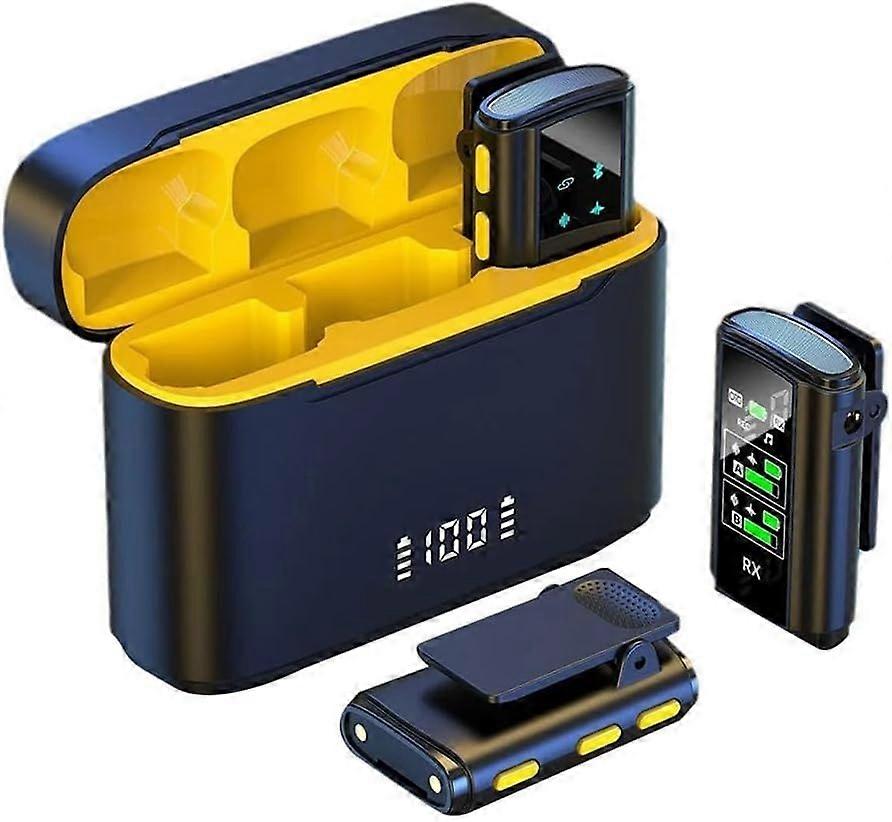 Wireless Lavalier Microphone Dual Noise Reduction Stereo Mic with Charging Case