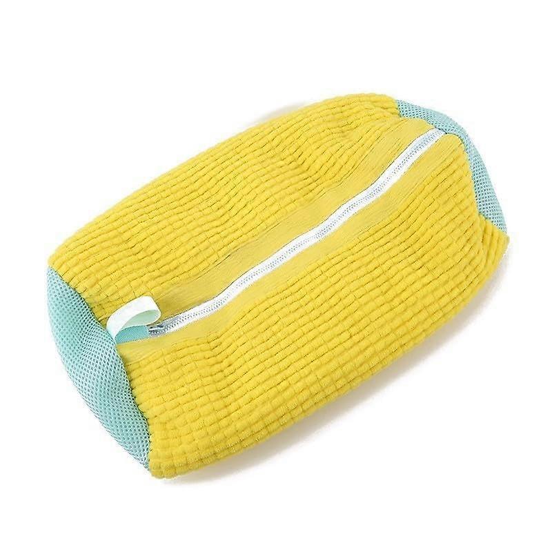 Mesh Laundry Bag with Zipper for Shoes and Delicates, Durable Washing Organizer, Yellow