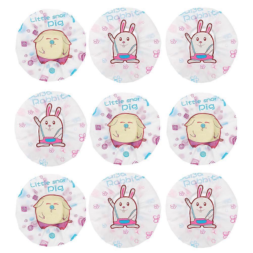 Waterproof Shower Hat Bath Caps for Bathing Use 9Pcs Assorted Color Patterned Hats