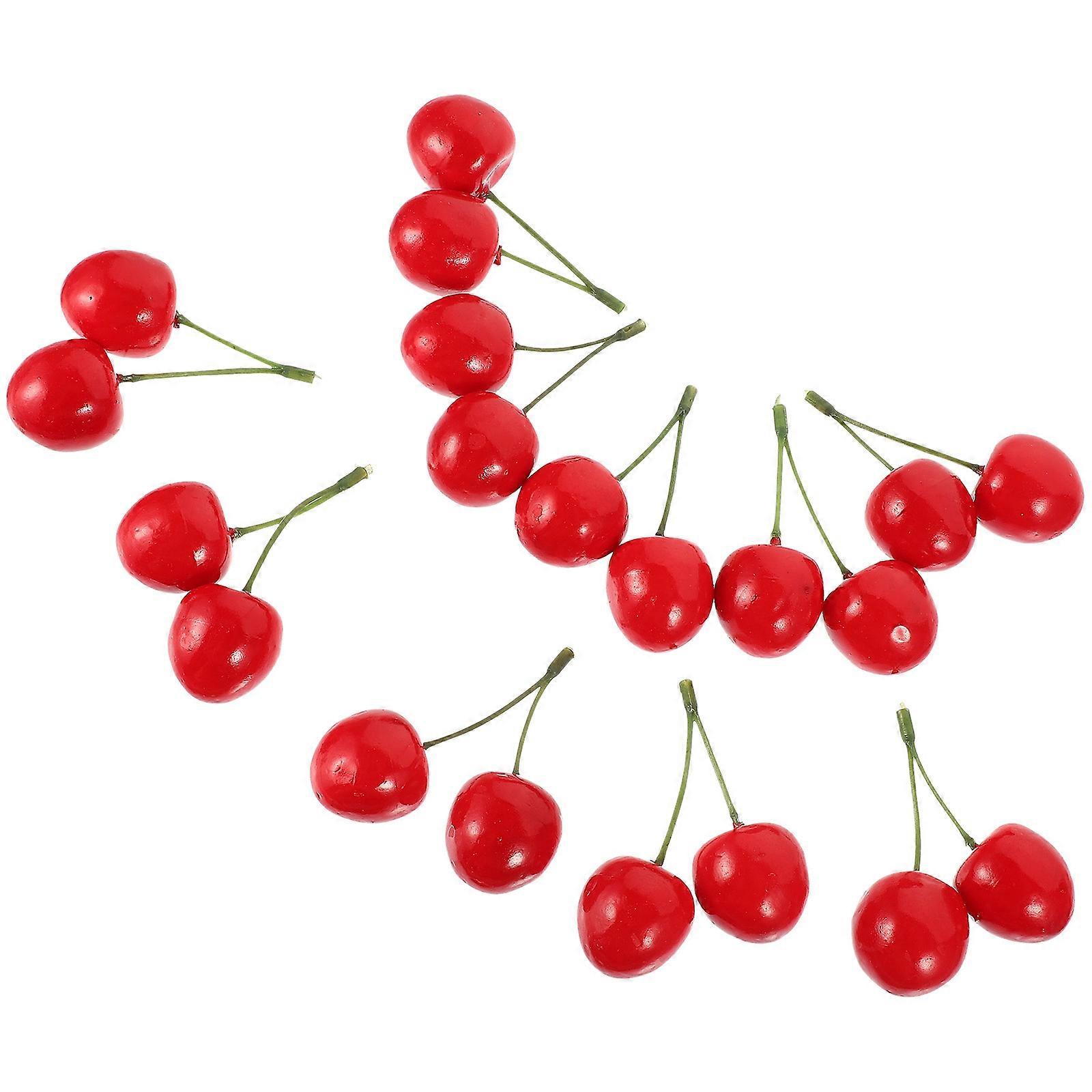 Plastic Cherry Fruit Model Artificial Cherry Model for Decor 40Pcs