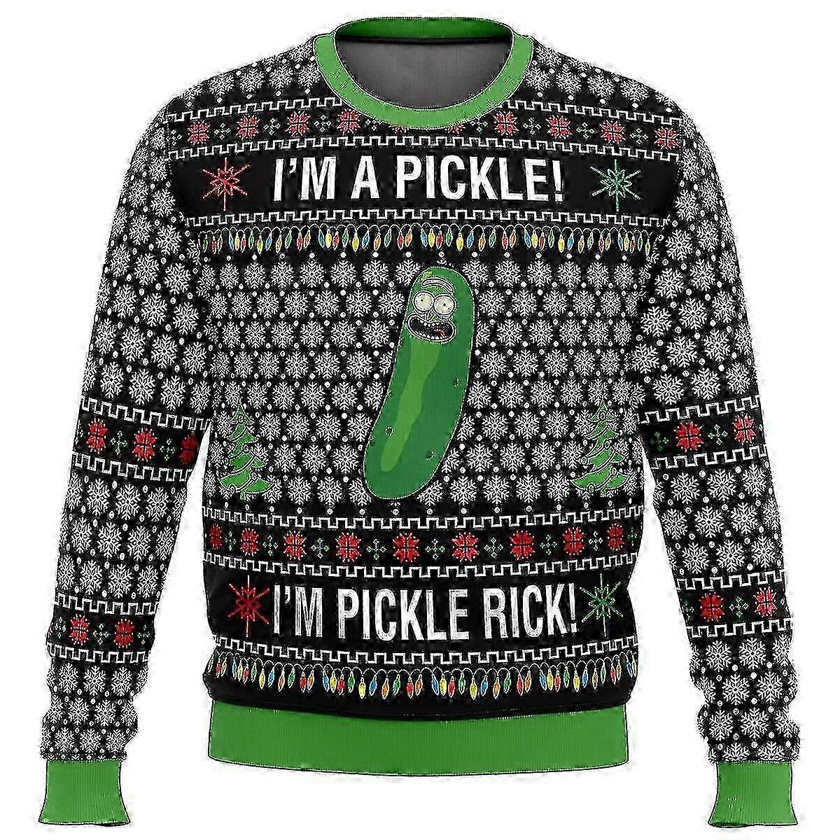 Ugly Christmas Sweater for Rick and Morty Fans with Pickle Rick Santa
