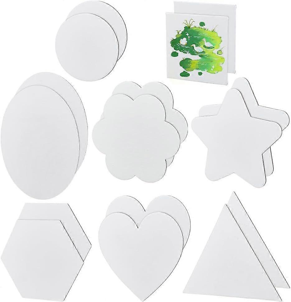 8 Styles Small Stretched Canvas 16pcs Mini Blank Canvas Triangle Round Canvas Frame Heart Canvas Board for Painting Oil Drawing Acrylic Pouring Art Su