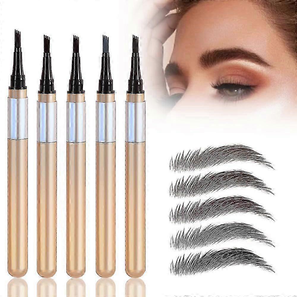 New Magic Eyebrow Pencil, 2pcs 3D Waterproof Microblading Eyebrow Pencil with a Micro-Fork Tip Applicator, Contouring Pen Eyebrow Natural Looking