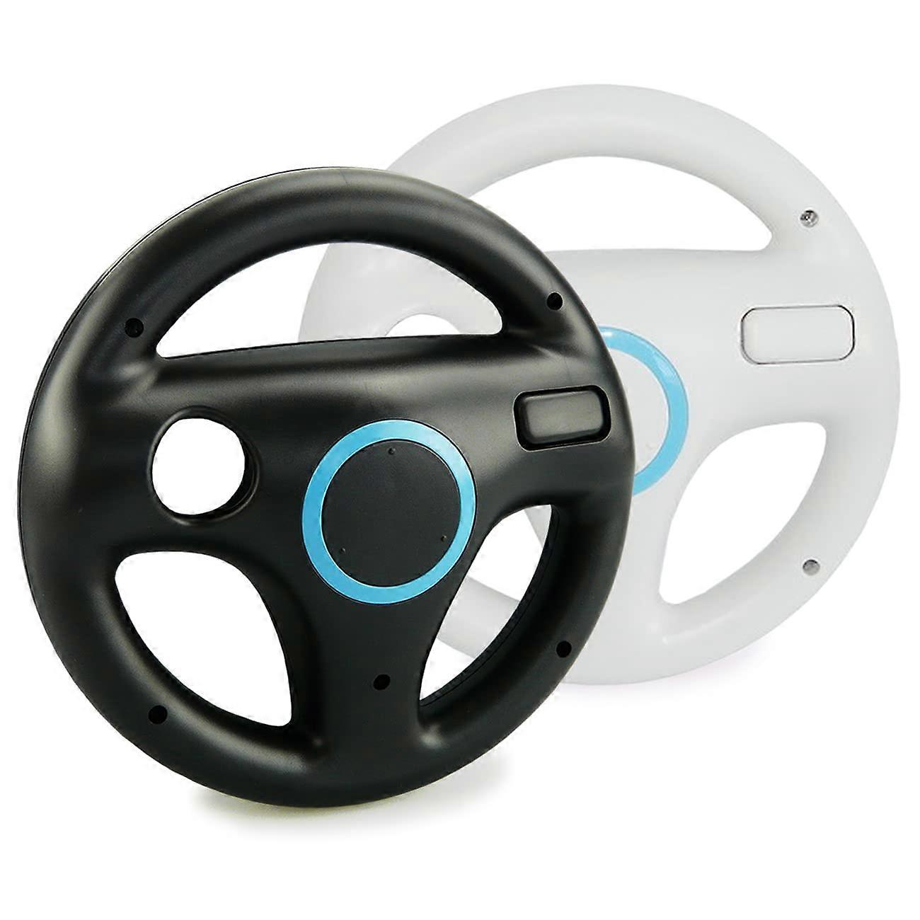 Racing Wheel Set White and Black for Wii U and Mario Kart, Ergonomic Grip, Smooth Motion Control
