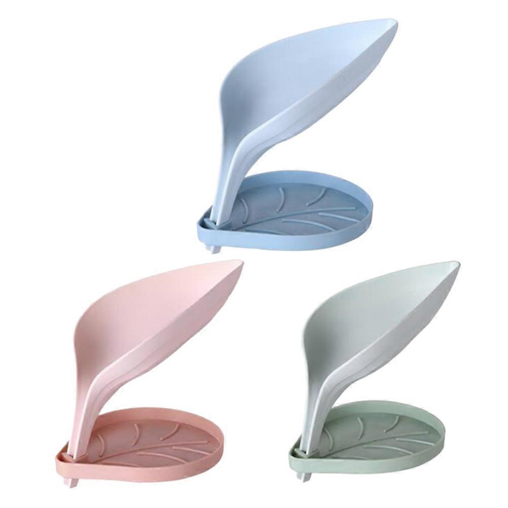 Plastic Soap Case Solid Color Soap Holder for Storage 6Pcs Leaf Shaped