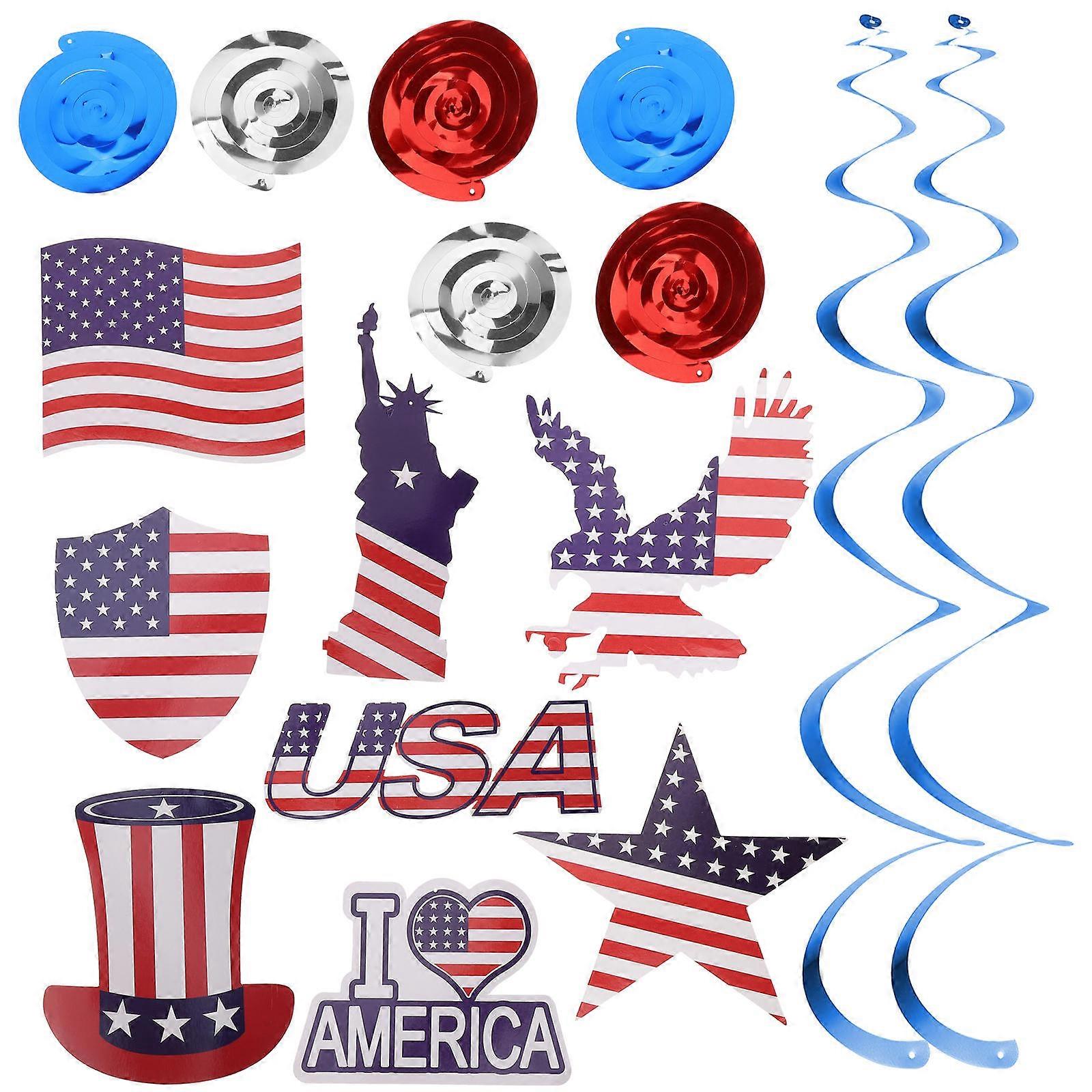Usa Hanging Decorations Swirls for Independence Day 32Pcs Pack