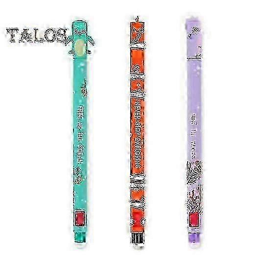 3 Pack Erasable Gel Pens - Χαριτωμένο σχέδιο χελώνας Seahorse Clownfish με ενσωματωμένη γόμα, ομαλό rollerball για σχολικά και είδη γραφείου