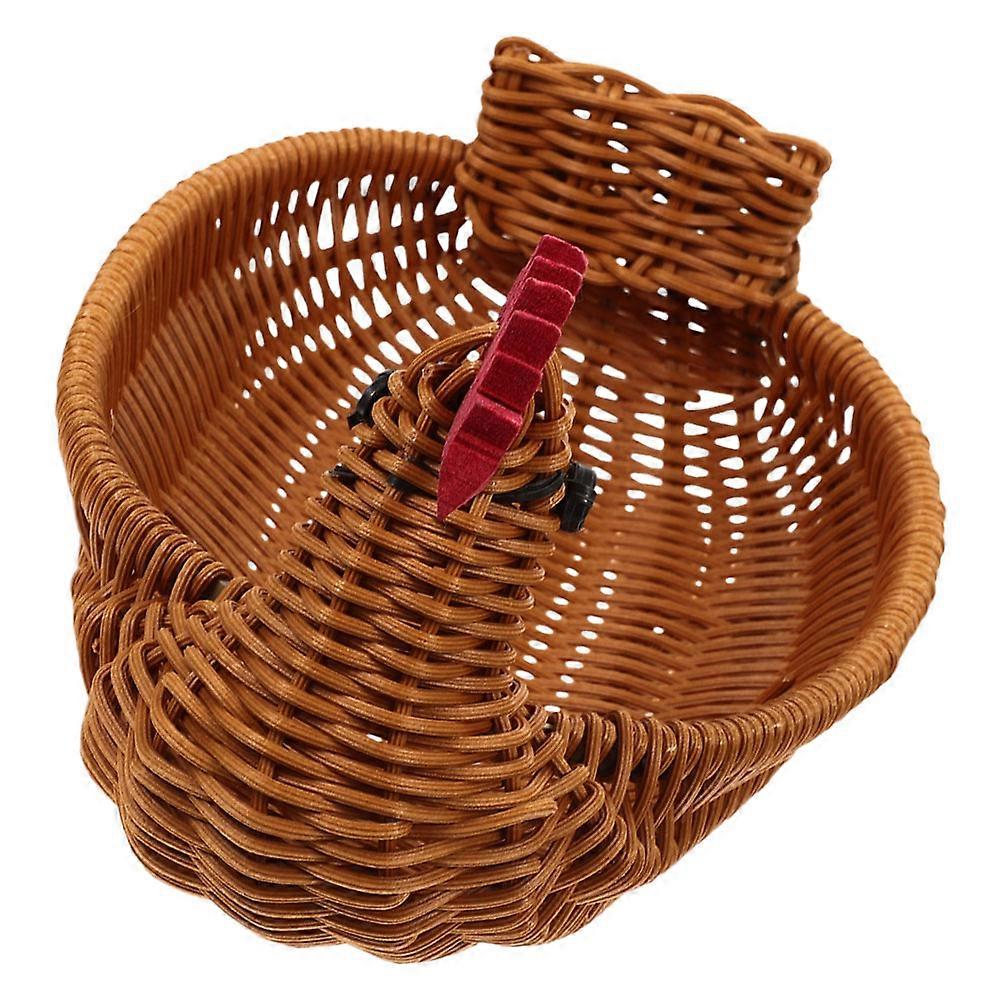 Chicken Shape Storage Basket Cartoon Design for Kitchen Use Coffee Color