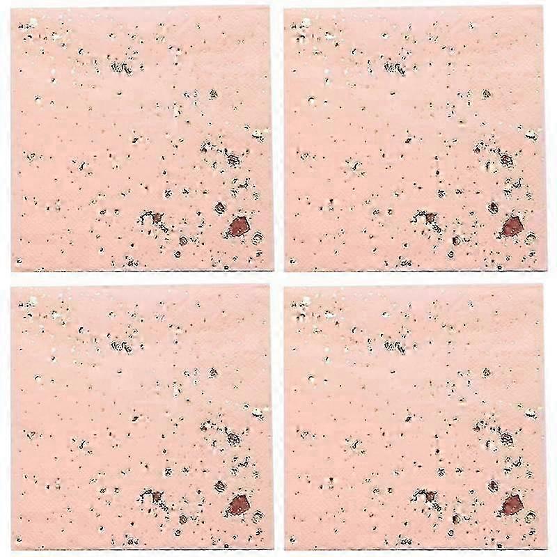 80x Gold Blocking Pink Marble Texture Disposable Tableware Set
