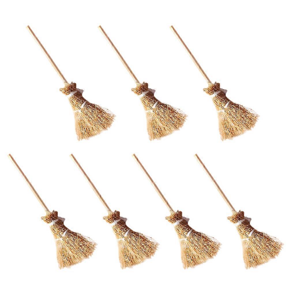 Mini Landscape Model Wooden Broom Model for Decoration 7Pcs Set