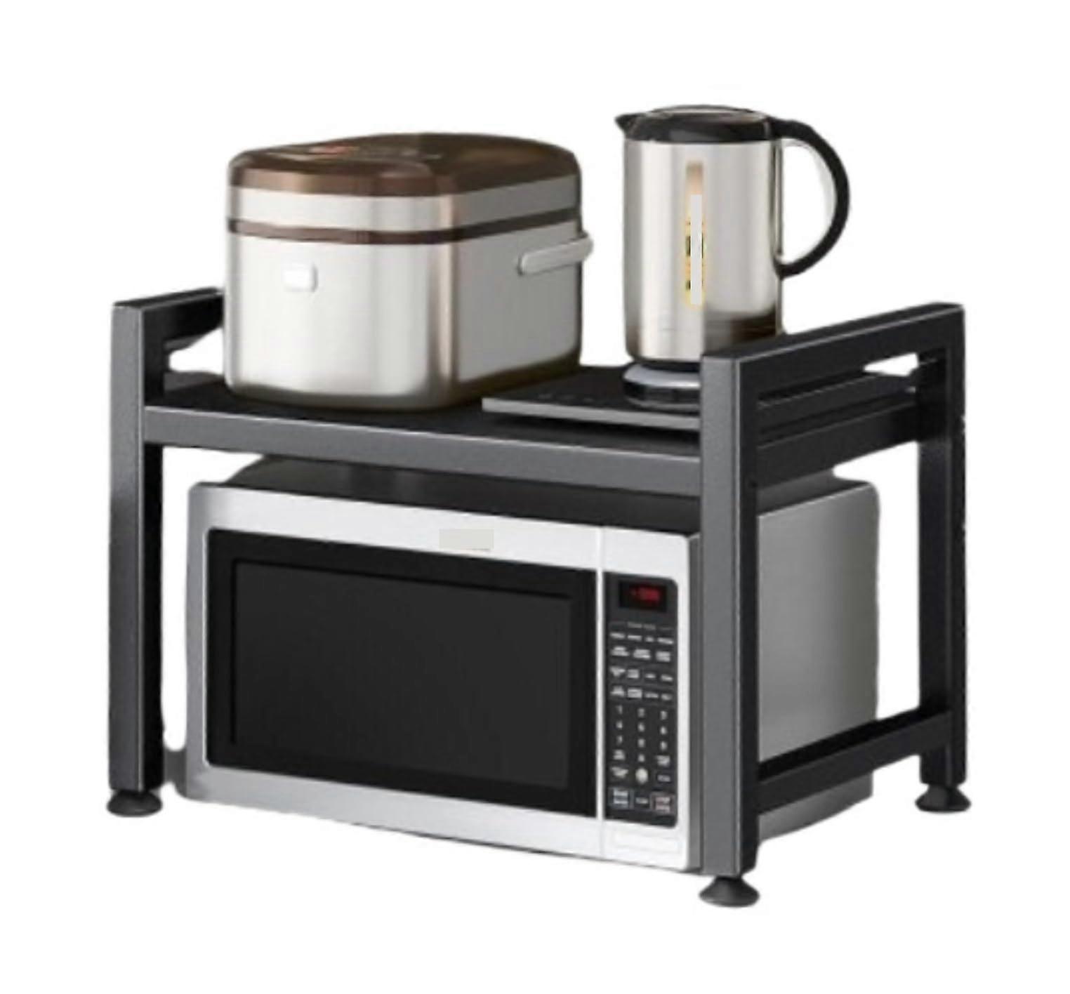 Microwave Stand with Storage Shelves Adjustable Kitchen Baker's Rack Organizer Black 56cm