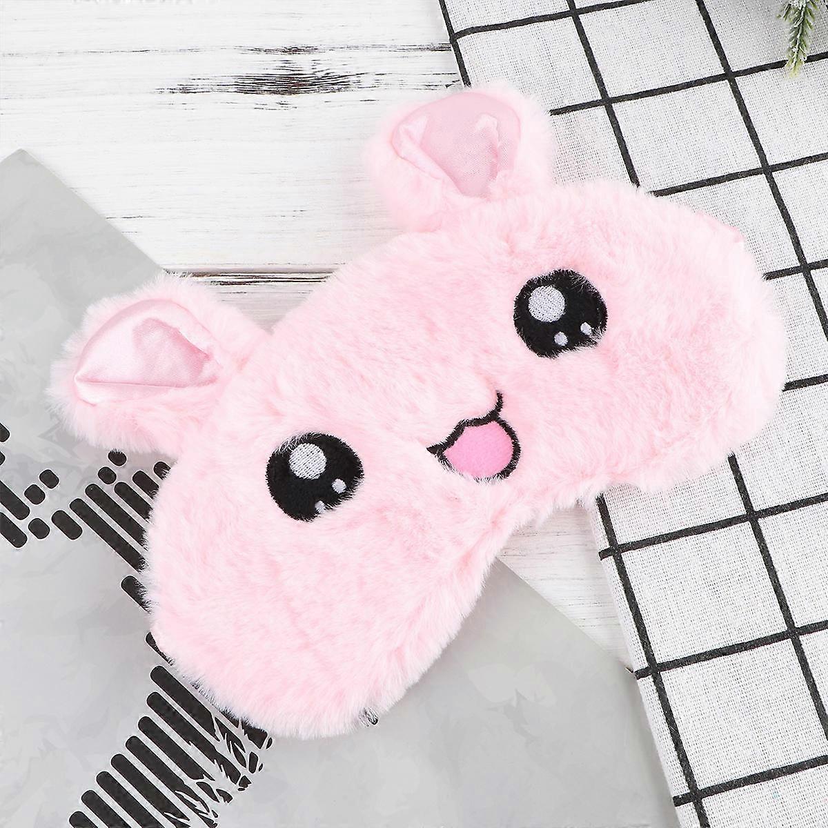 Sleep Mask Rabbit Pattern Eye Mask for Sleeping Use 1Pcs Pink Plush Blindfold
