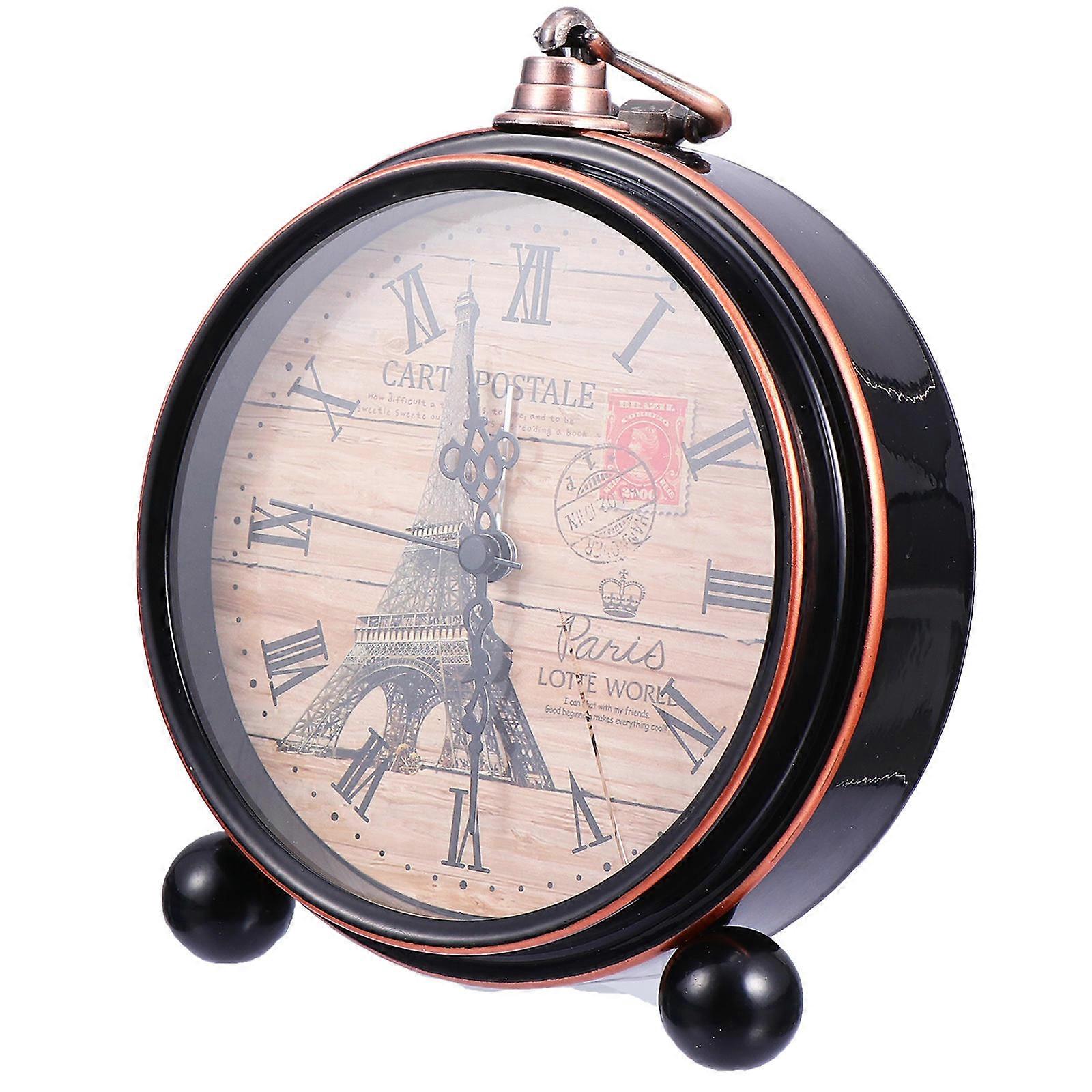 Decorative Clock Vintage Alarm Clock for Home Use 3Pcs Tabletop Set